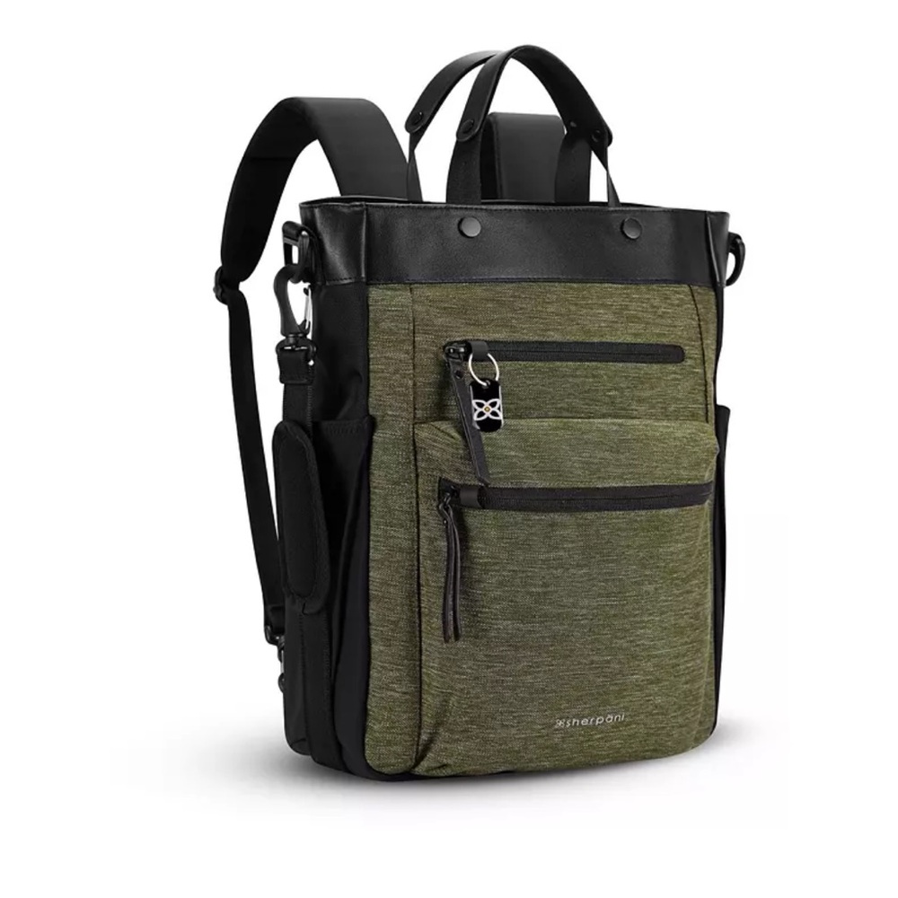 Sherpani Soleil Convertible Backpack in black and Olive